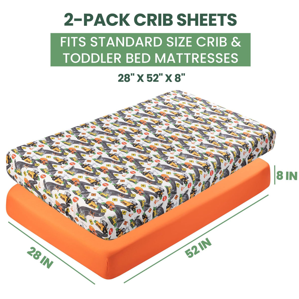Today's Kids 1-Pack Monster Truck Fitted Baby Crib Sheet Boy - Soft & Breathable Printed Nursery Toddler Bed Sheets for Boys, Elastic Edge with Deep Pockets, Machine Washable, Fits 28" x 52" Mattress