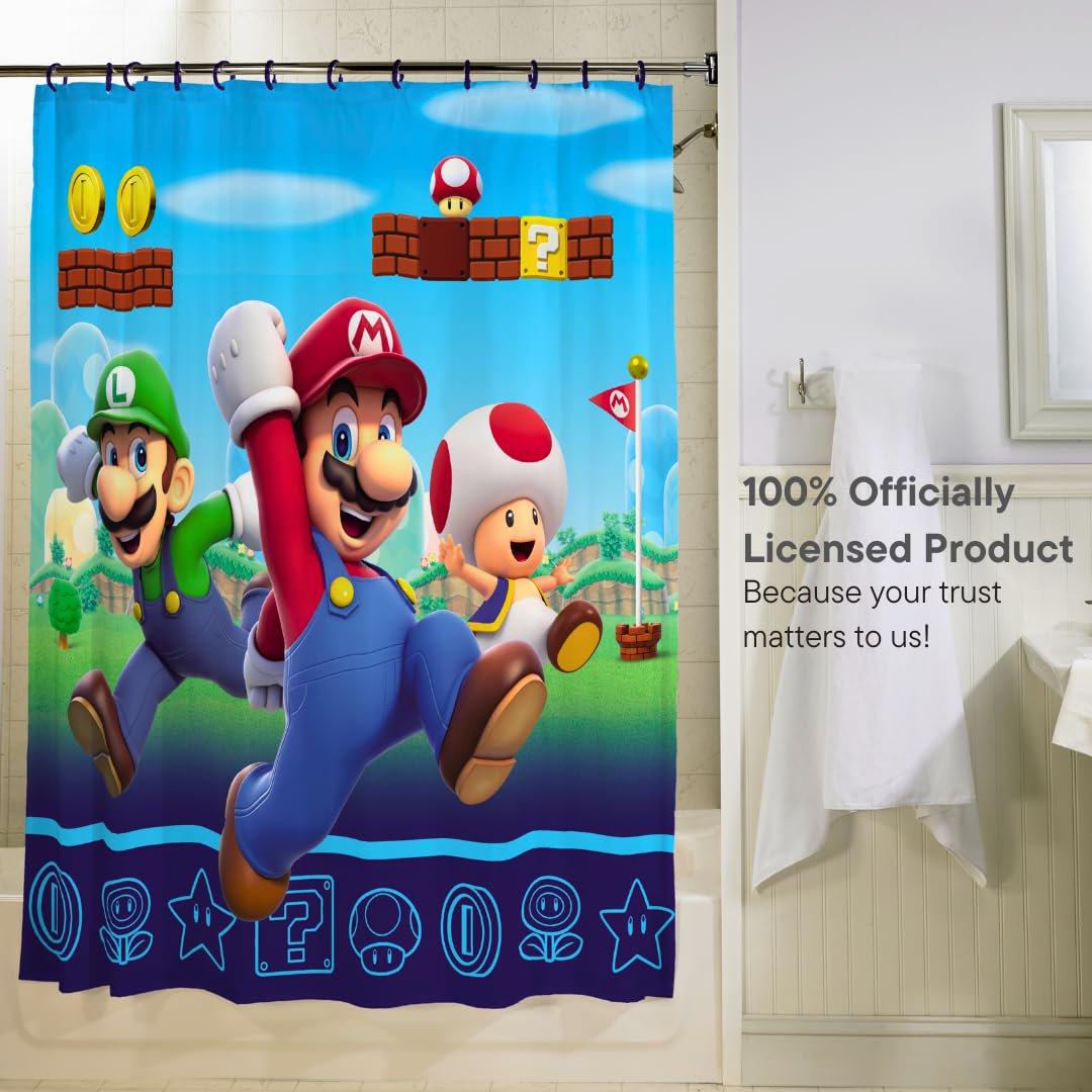 Super Mario 13 Piece Shower Curtain and Ring Set
