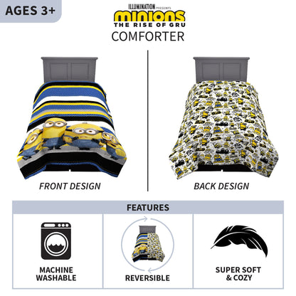Minions The Rise Of Gru Reversible Comforter, Twin/Full,