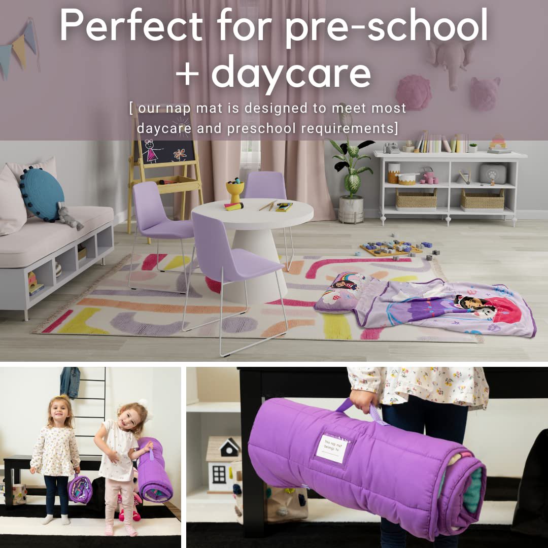 Gabby's Dollhouse Toddler Nap Mat with Pillow and Blanket Perfect for Preschool, Daycare and Travel