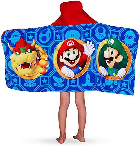 Super Mario Nintendo Hooded Towel Wrap Boys' Blue