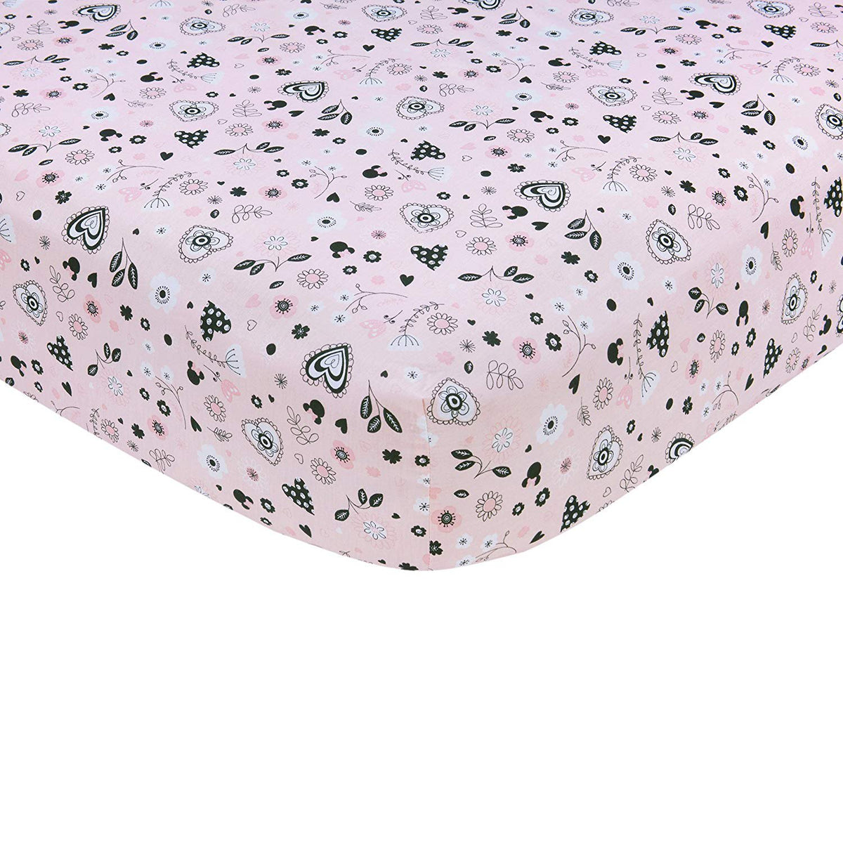 Disney Minnie Mouse Hello Gorgeous Crib Sheet, Pink/Black/White
