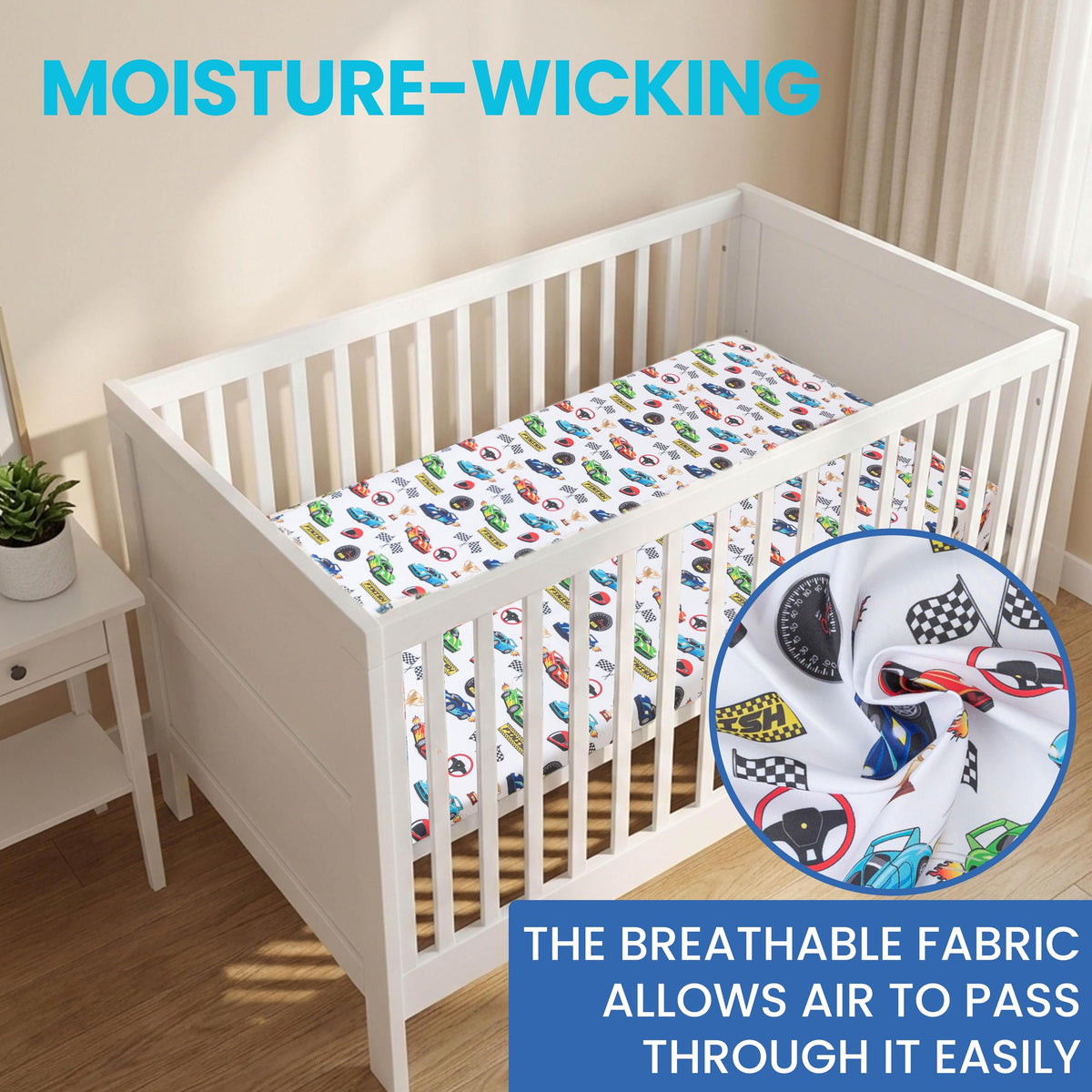 Today's Kids 1-Pack Monster Truck Fitted Baby Crib Sheet Boy - Soft & Breathable Printed Nursery Toddler Bed Sheets for Boys, Elastic Edge with Deep Pockets, Machine Washable, Fits 28" x 52" Mattress