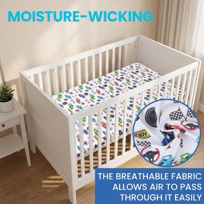 Today's Kids 1-Pack Monster Truck Fitted Baby Crib Sheet Boy - Soft & Breathable Printed Nursery Toddler Bed Sheets for Boys, Elastic Edge with Deep Pockets, Machine Washable, Fits 28" x 52" Mattress