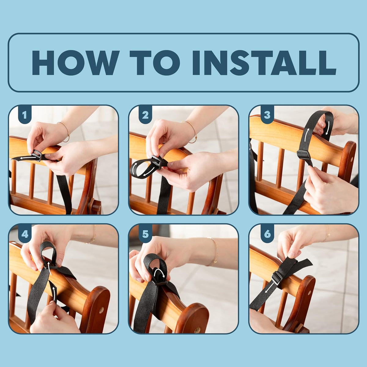 Today's Kids Universal High Chair Straps Replacement - 5 Point Harness High Chair Straps, Adjustable Safety Highchair Straps, Heavy Duty High Chair Seat Belt for Stroller, Pushchair, Pram & Buggy