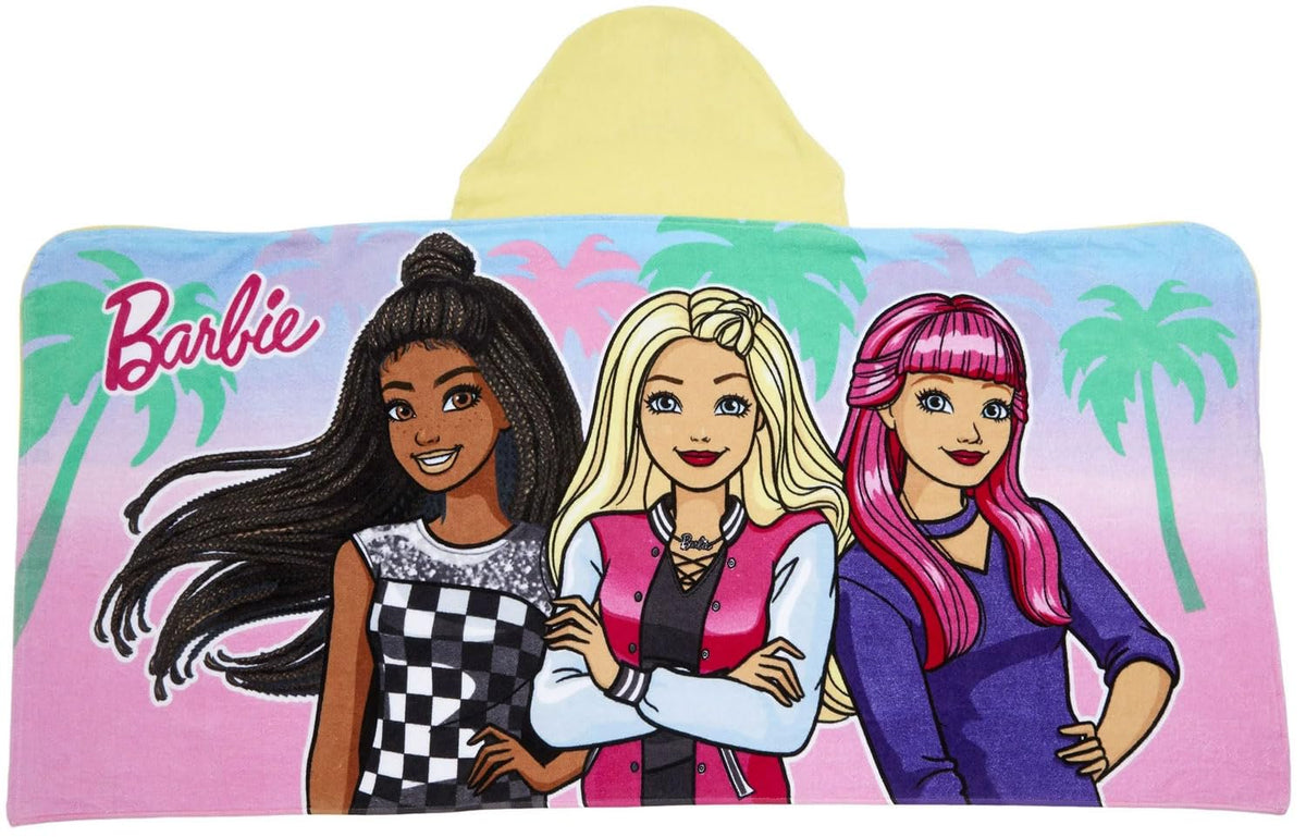 Franco Barbie Kids Hooded Towel, Cotton, Pink, Mattel