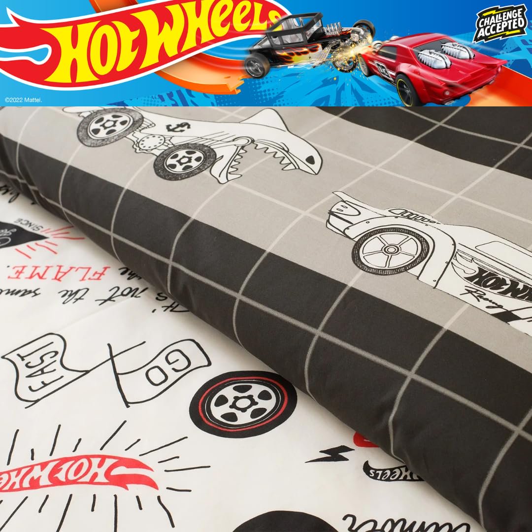 Franco Hot Wheels Kids Premium Organic Cotton 2 Pc Twin Size Duvet Cover with Sham