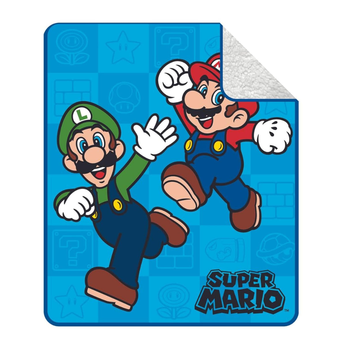 Franco Super Mario Kids Plush Sherpa Blanket Throw, 46 in x 60 in