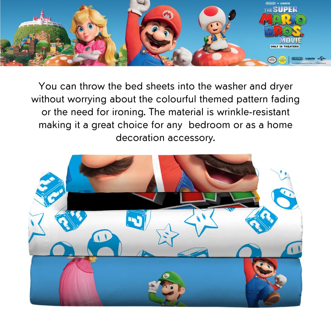 Franco The Super Mario Bros. Movie Full Size Sheet Set (Officially Licensed Product)