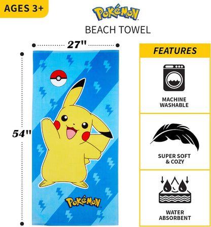 Franco Pokemon Kids Beach Towel, 27" x 54"