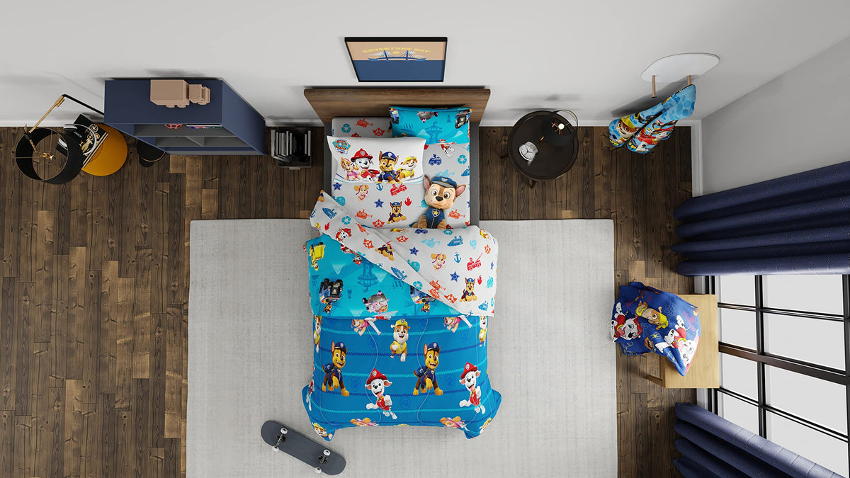 Paw Patrol Kids 5 Piece Twin Comforter and Sheet Set with Sham, By Franco