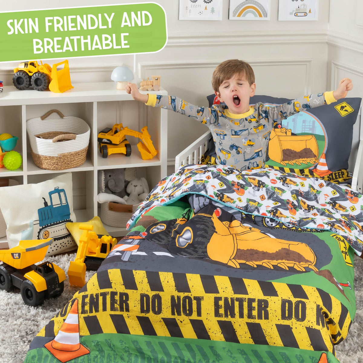 Todays Kids Monster Trucks Toddler Bedding Set for Boys - 4-Piece Toddler Bed Comforter Sets for Boys, Reversible Comforter & Pillowcase, Flat Sheet, Fitted Sheet, Breathable & Super Soft Microfiber