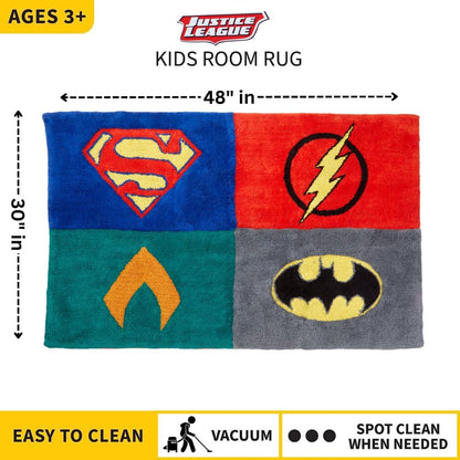 Franco Justice League Kids Room Non Slip Area Rug, 30" x 48" Tufted Cotton