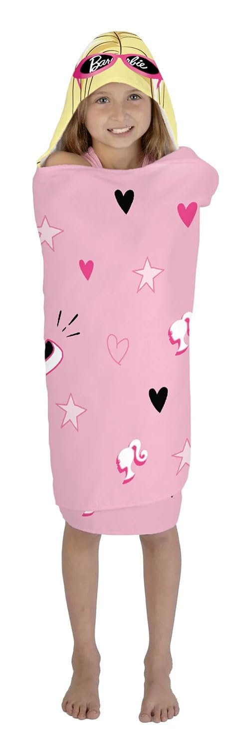 Franco Barbie Bath/Pool/Beach Cotton Hooded Towel Wrap, 24 in x 50 in