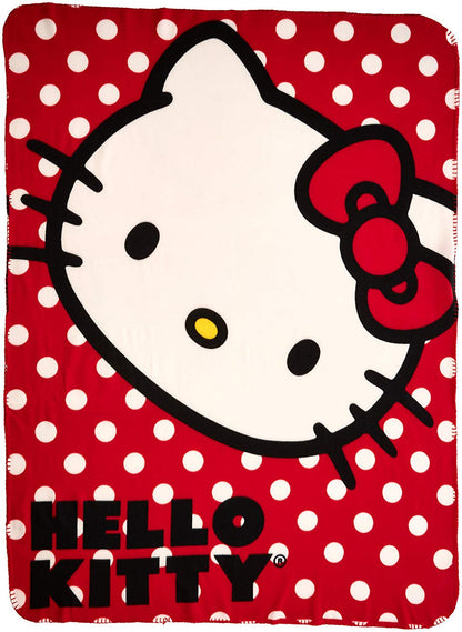 SANRIO Hello Kitty, "Polka Dot Kitty" Fleece Throw Blanket, 45" x 60"
