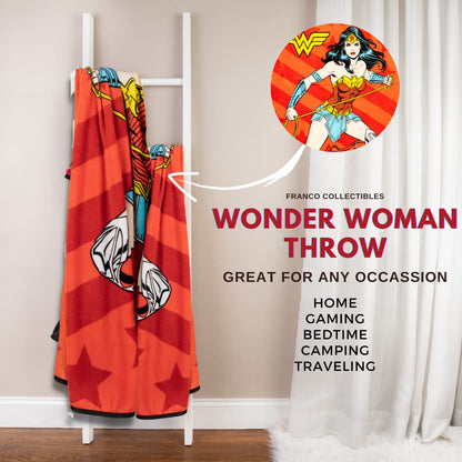Franco Collectibles Wonder Woman Micro Raschel Throw, 46 in x 60 in