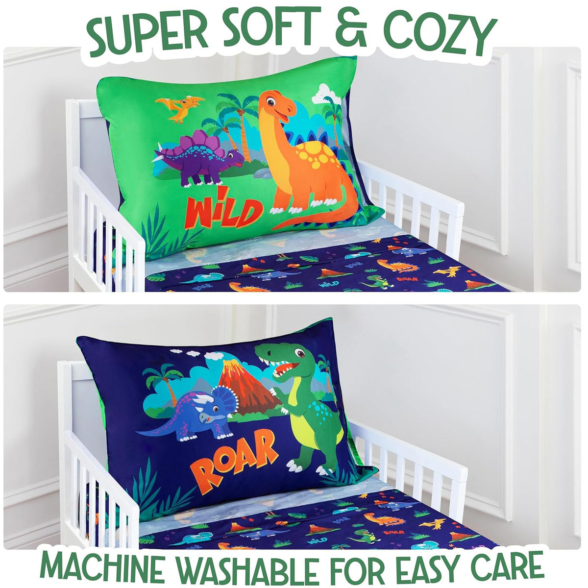Todays Kids Monster Trucks Toddler Bedding Set for Boys - 4-Piece Toddler Bed Comforter Sets for Boys, Reversible Comforter & Pillowcase, Flat Sheet, Fitted Sheet, Breathable & Super Soft Microfiber