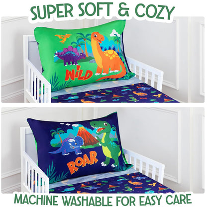 Todays Kids Monster Trucks Toddler Bedding Set for Boys - 4-Piece Toddler Bed Comforter Sets for Boys, Reversible Comforter & Pillowcase, Flat Sheet, Fitted Sheet, Breathable & Super Soft Microfiber