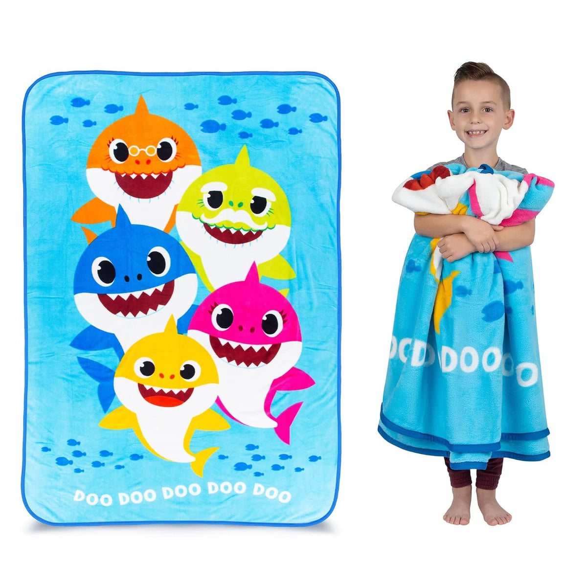 Franco Kids Bedding Baby Shark Micro Raschel Blanket, 62 in x 90 in