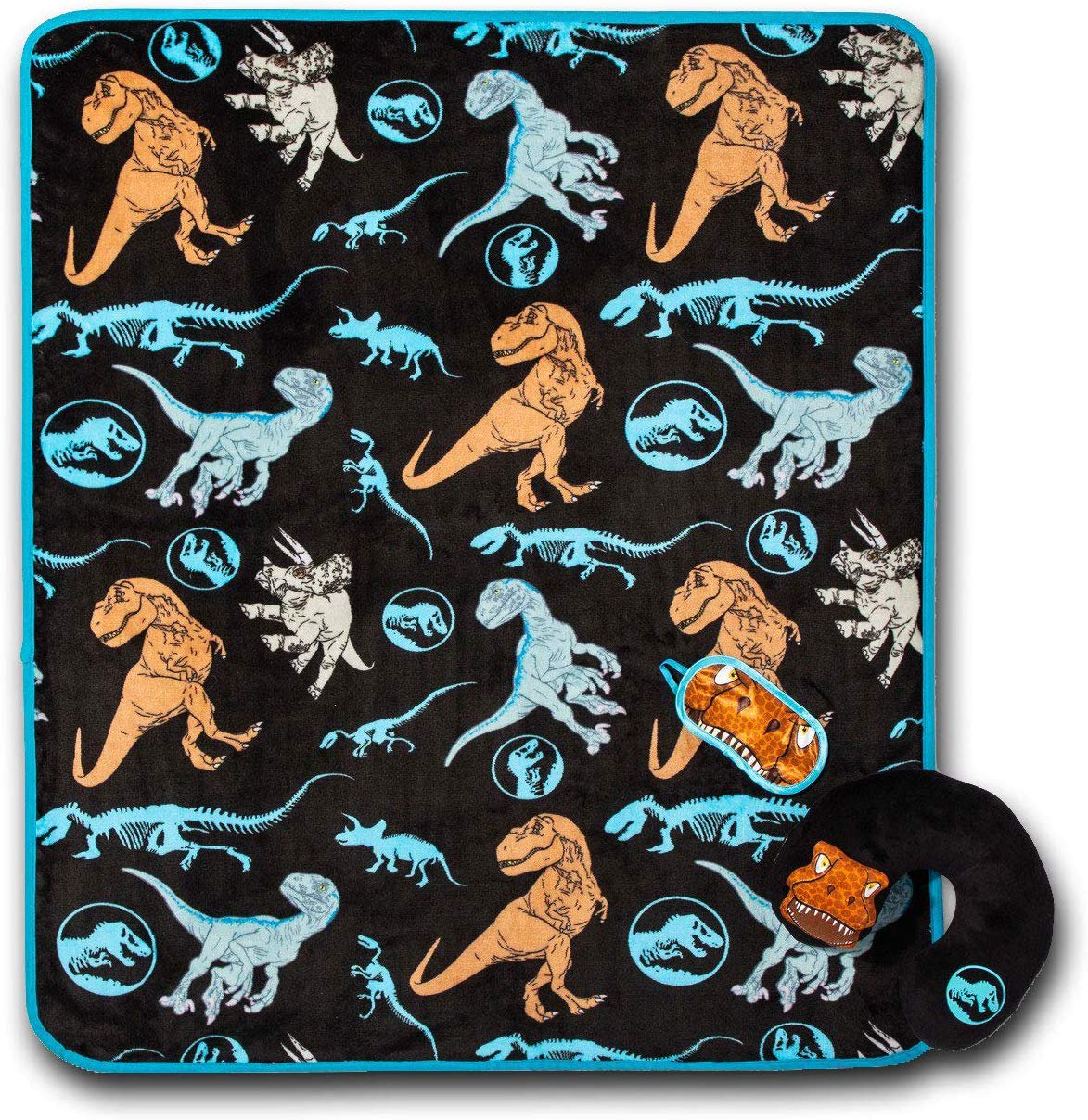Jurassic World Kids Children Toddler Neck Pillow - 3pc Travel Set