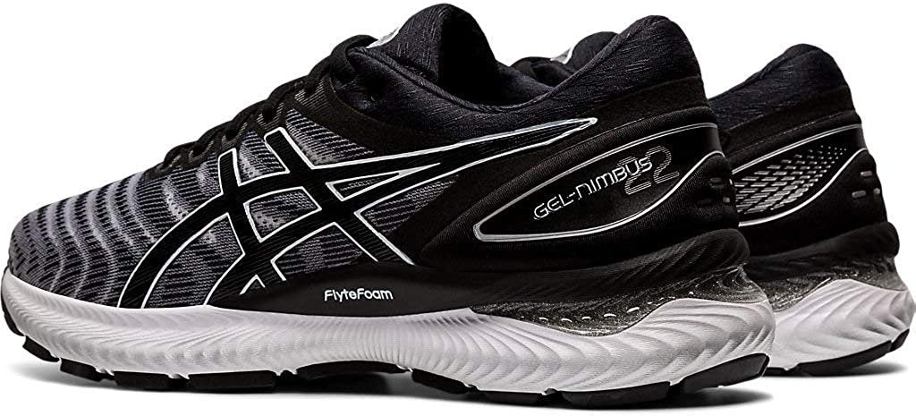 ASICS Men's Gel-Nimbus 22 Running Shoes, 9.5, White/Black