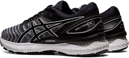 ASICS Men's Gel-Nimbus 22 Running Shoes, 9.5, White/Black