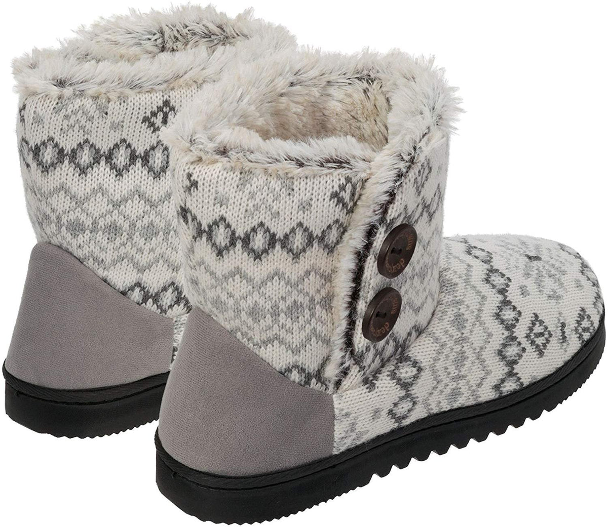 Dearfoams Ladies Sweater Knit Bootie (Medium 7/8, White)