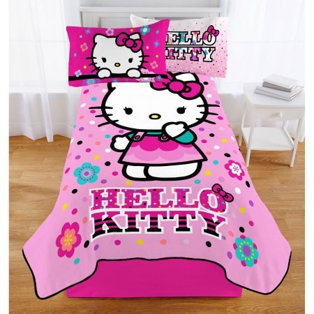 Hello Kitty Floral Dot To Dot Plush Twin Blanket - 62" x 90"
