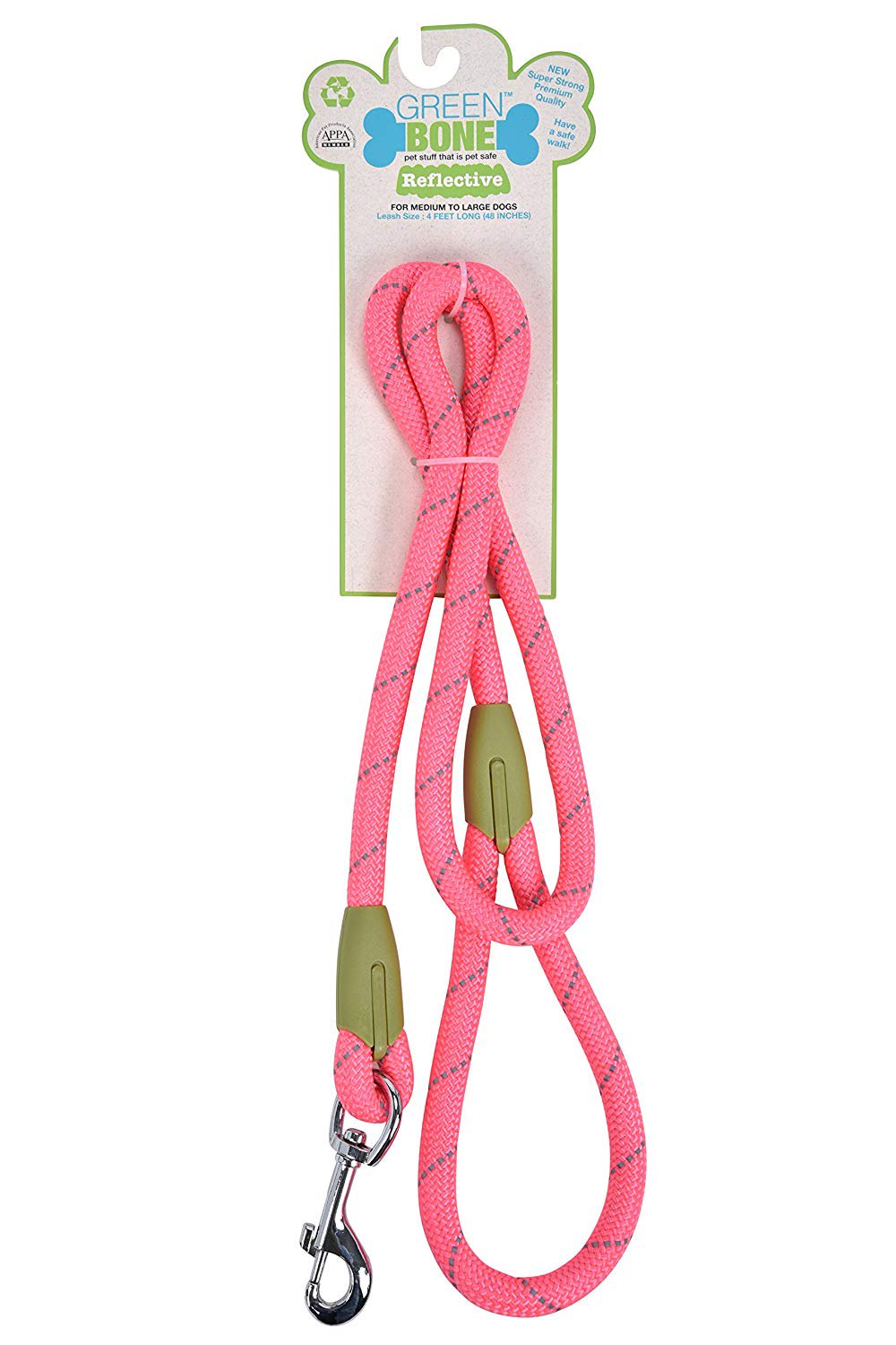 Greenbone Super Strong Reflective Dog Rope Leash 4 Feet Long For Nighttime