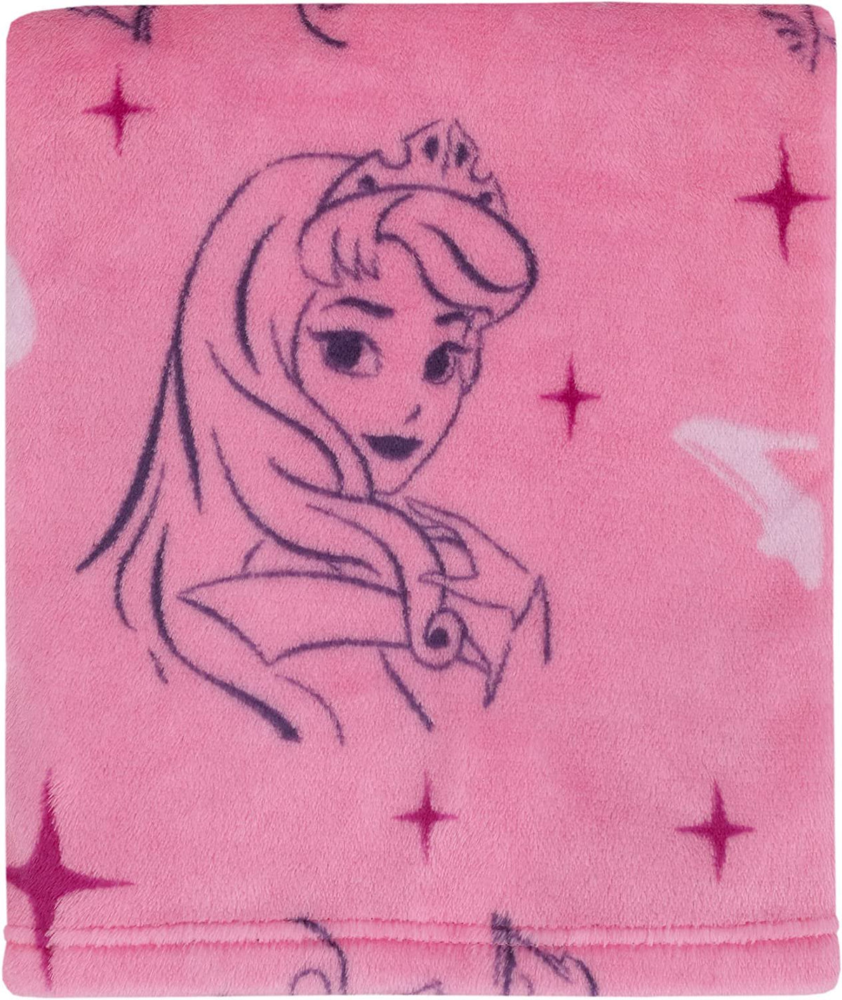 Disney Princess Pink & Purple Aurora, Snow White, & Cinderella Super Soft Baby Blanket, Pink, Purple