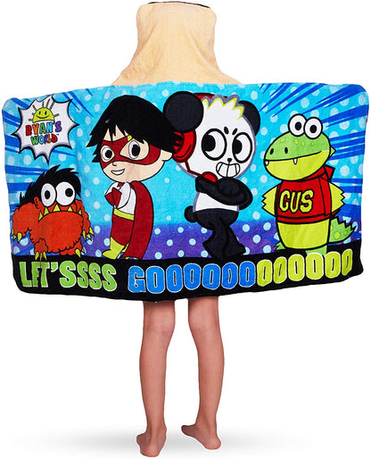 Ryan’s World Cotton Terry Hooded Towel Wrap, 24" x 50"