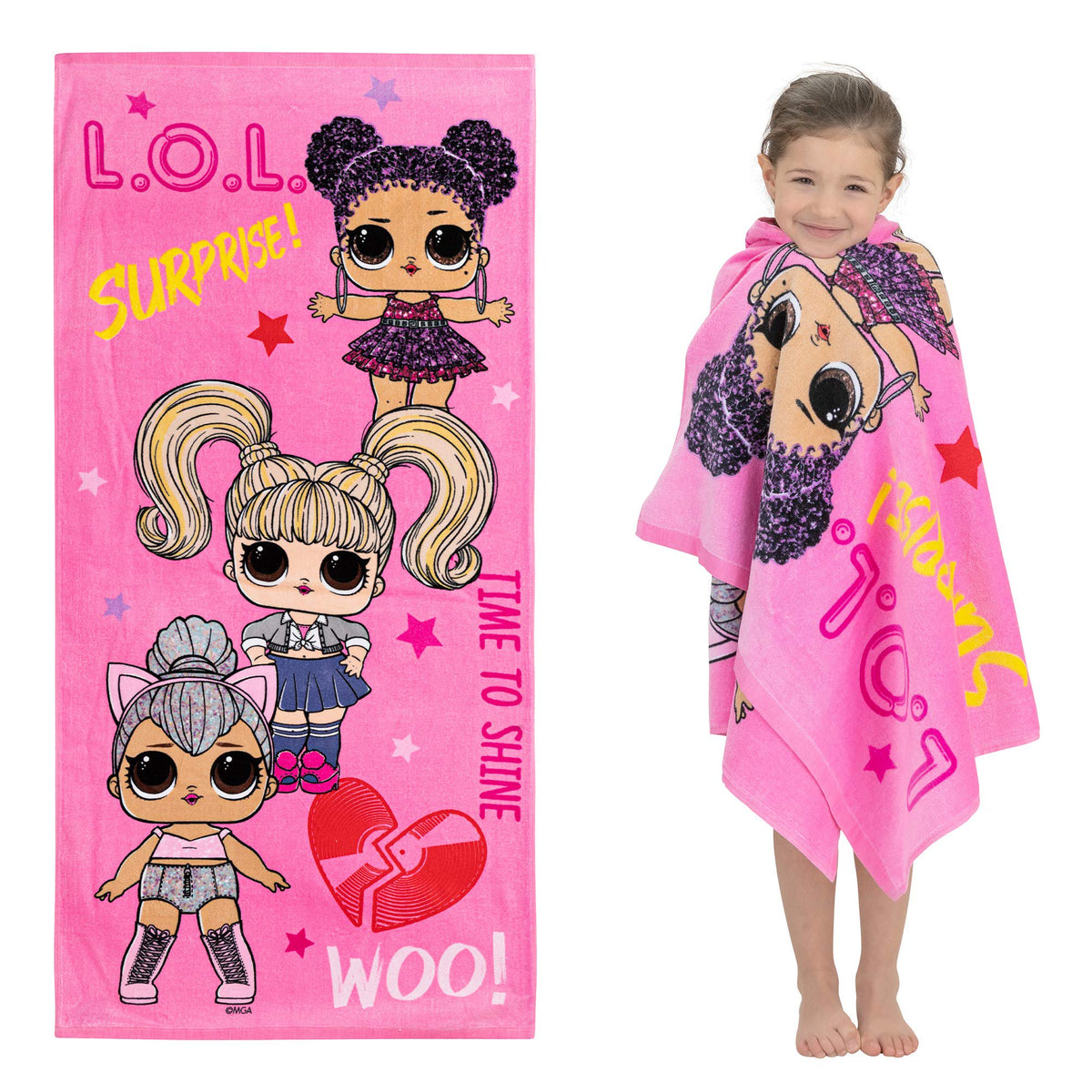 Franco Kids LOL Surprise Bath/Pool/Beach Towel, 58 in x 28 in,