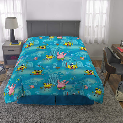 Franco Kids Spongebob Twin/Full Reversible Comforter, Size 72" x 86", Sponge on The Run