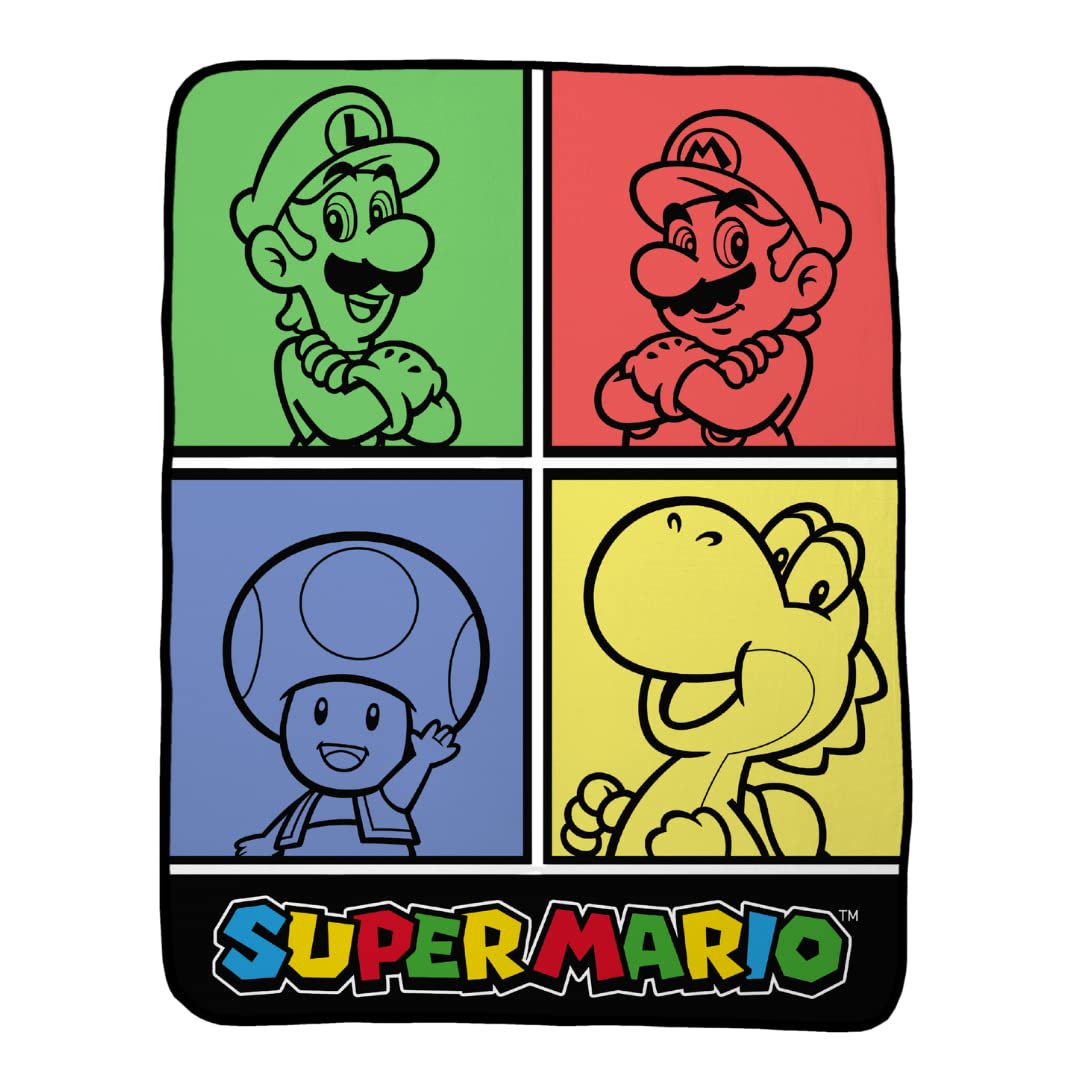 Franco Collectibles Super Mario Bedding Super Soft Micro Raschel Throw Blanket, 46 in x 60 in