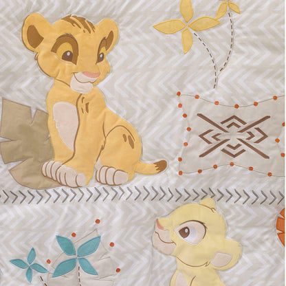 Disney Lion King Simba and Nala 3-Piece Nursery Crib Bedding Set, Ivory/Sage/Grey/Yellow