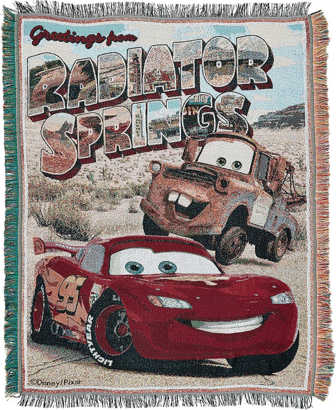 Disney Cars "Greetings from Radiator Springs" Woven Tapestry Throw Blanket, 48" x 60"