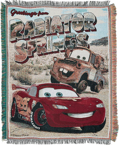 Disney Cars "Greetings from Radiator Springs" Woven Tapestry Throw Blanket, 48" x 60"