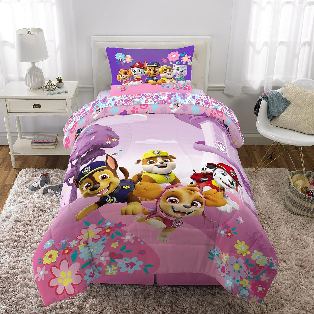 Franco Kids Paw Patrol Girls Twin Comforter and Sheets Set