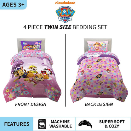 Franco Kids Paw Patrol Girls Twin Comforter and Sheets Set